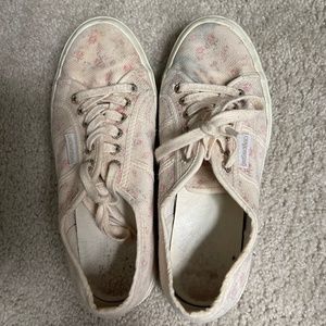 Discontinued LoveShackFancy x Superga Floral/light pink sneakers (size 9)